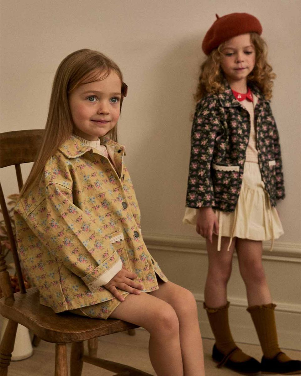 Prom Collar Top – Beige – Petite Hailey kids collar top, styled view