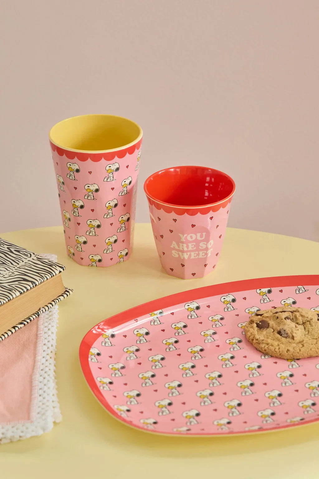 Snoopy Print Melamine Cup – Medium – Pink – 8.45 oz