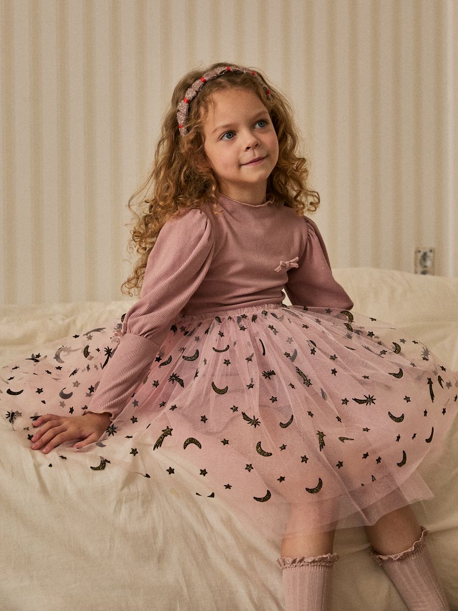Lisa Balloon Sleeve Tutu – Blush Pink – Petite Hailey kids tutu dress, skirt detail