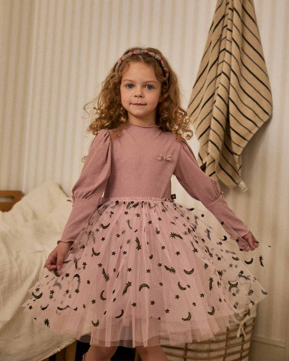 Lisa Balloon Sleeve Tutu – Blush Pink – Petite Hailey kids tutu dress, back view