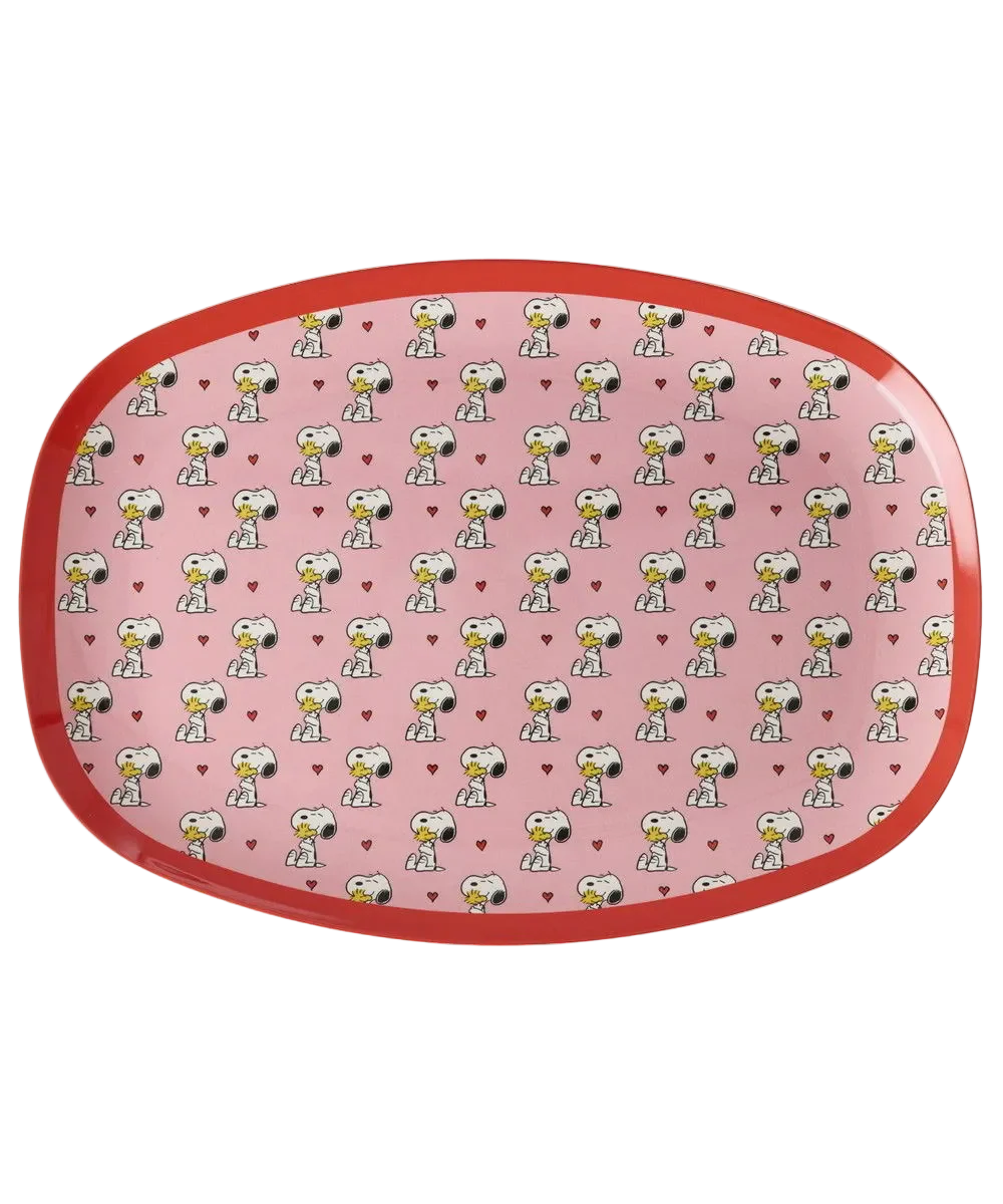 Rectangular Plate with Snoopy Print – Pink