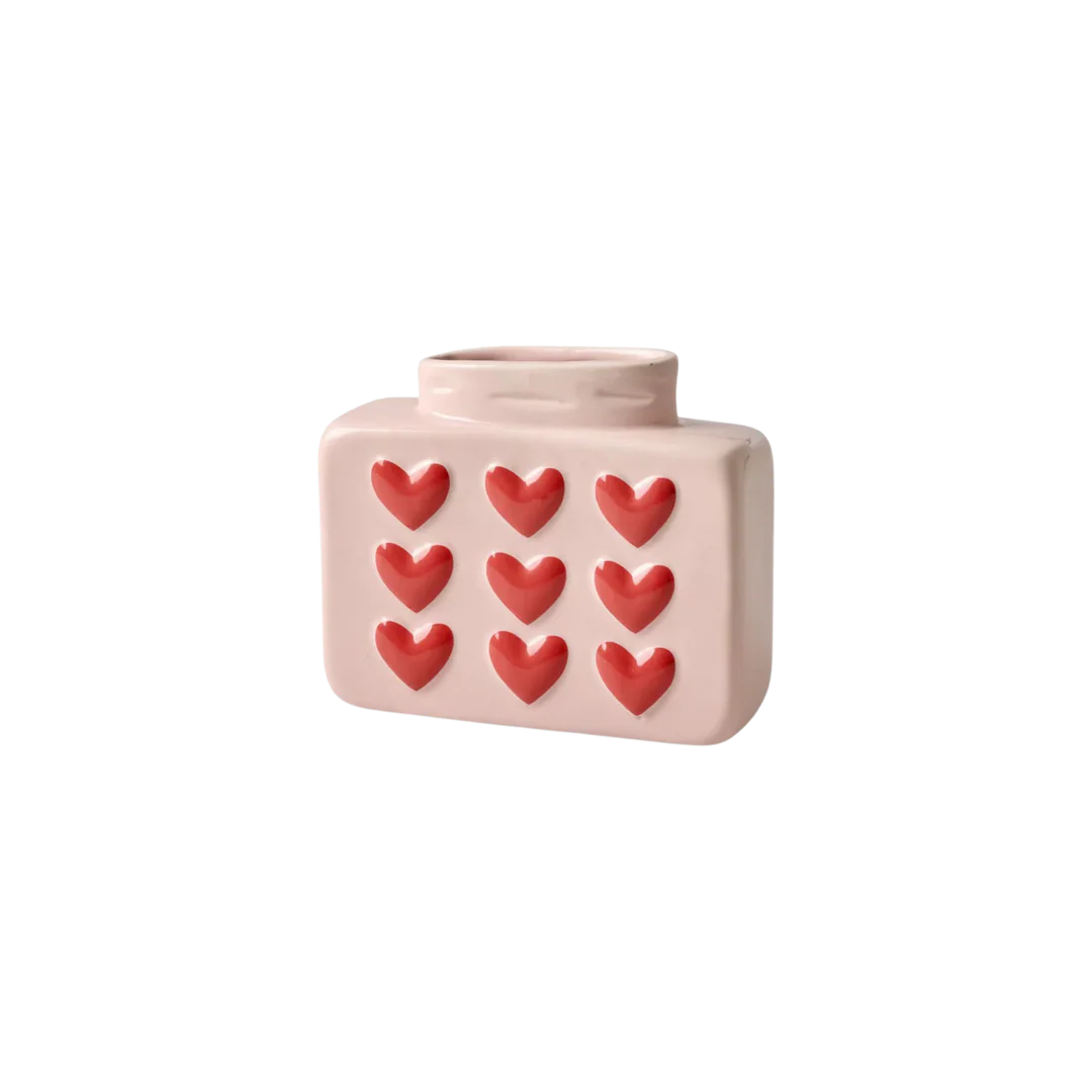 Ceramic Vase with Embossed Hearts