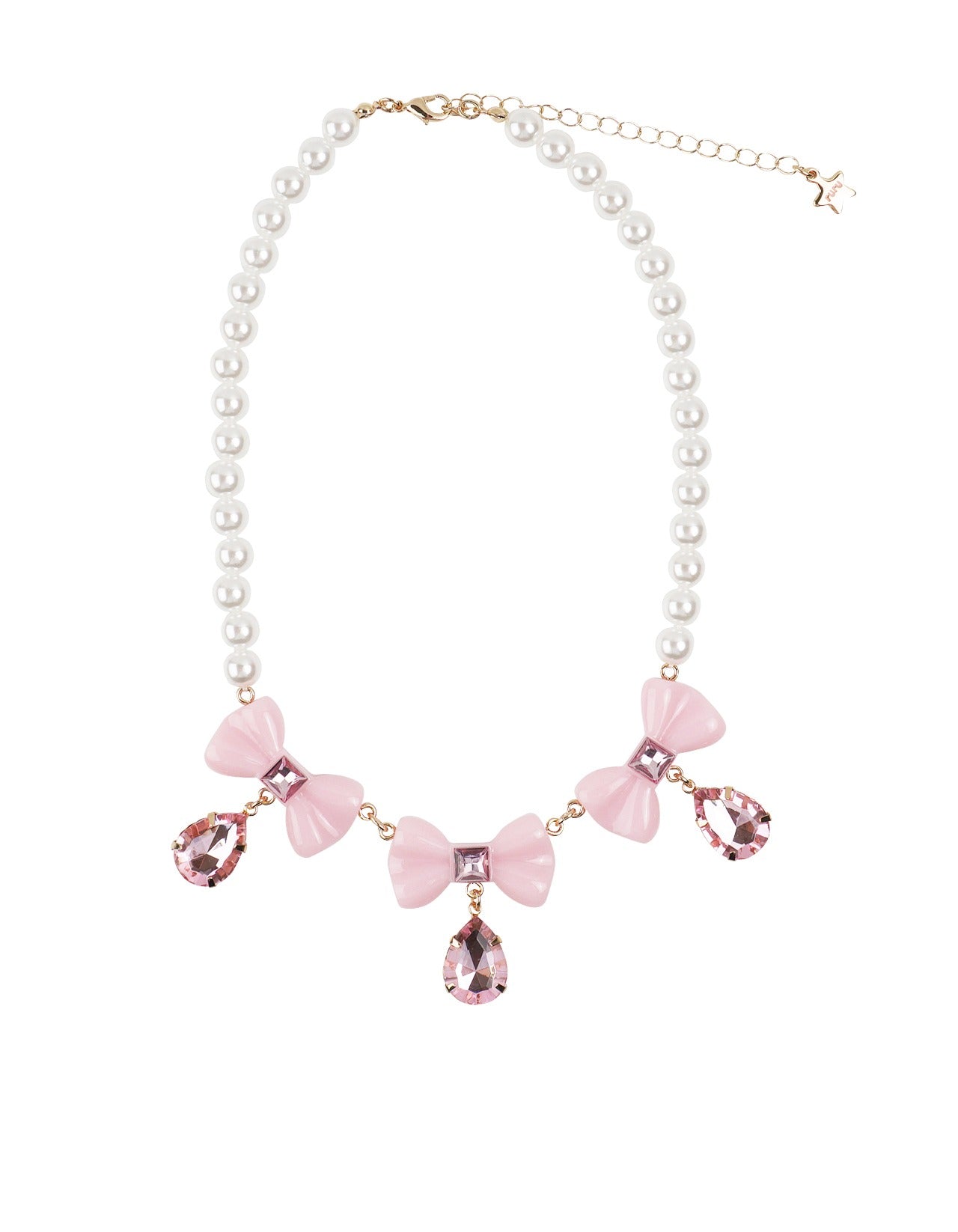 Statement pink bow necklace