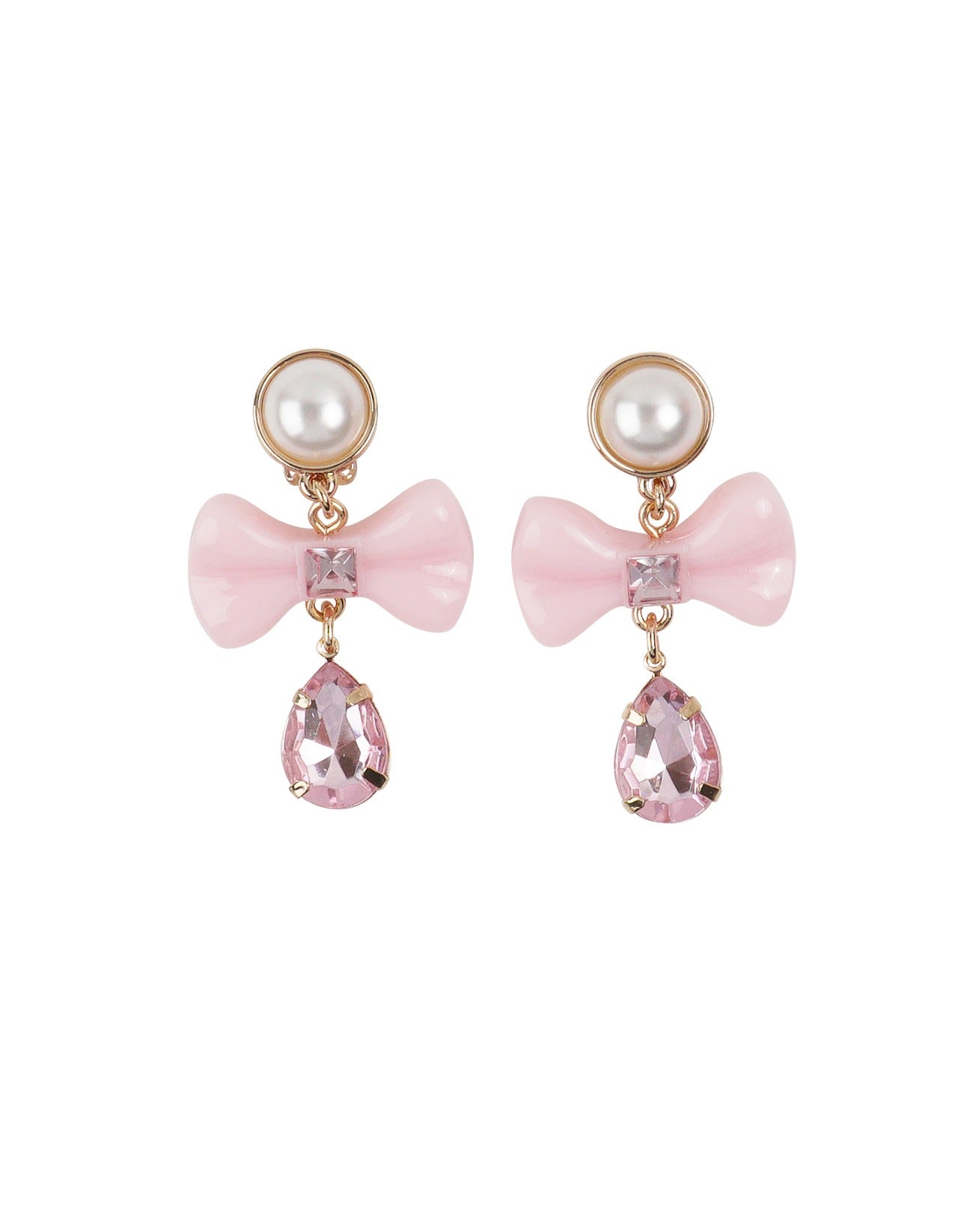 Pink Bow Clip Earring