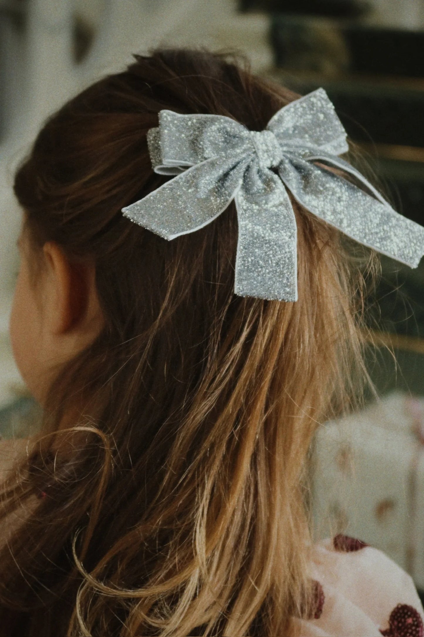 glitter bow hair barrette