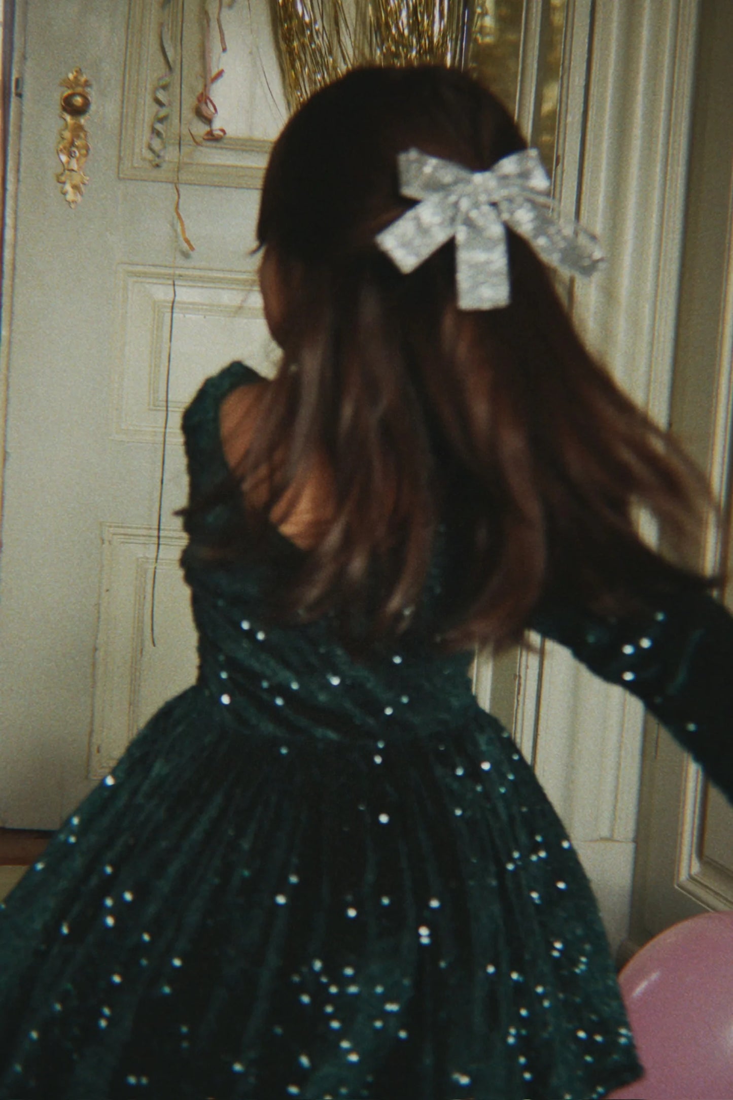 glitter bow hair barrette