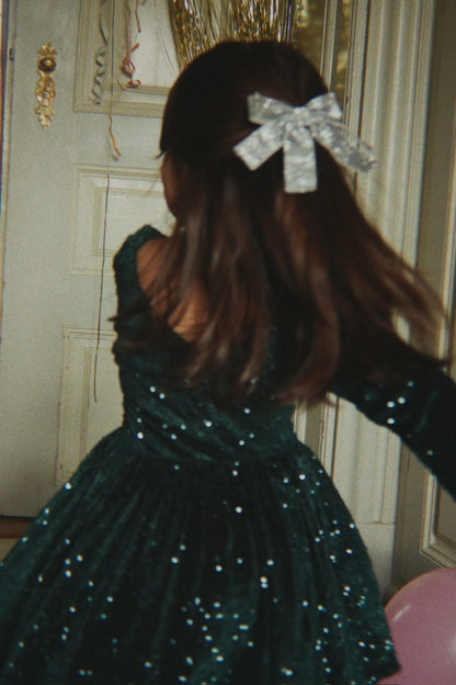 glitter bow hair barrette