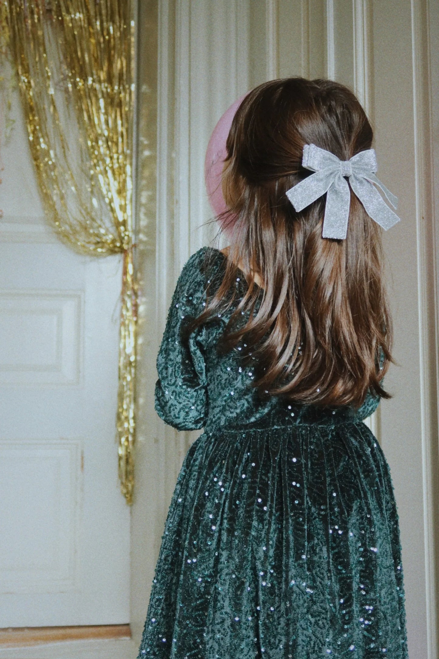 glitter bow hair barrette