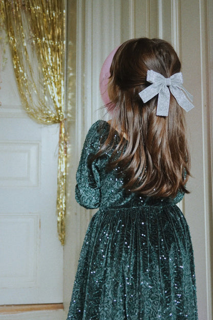 glitter bow hair barrette