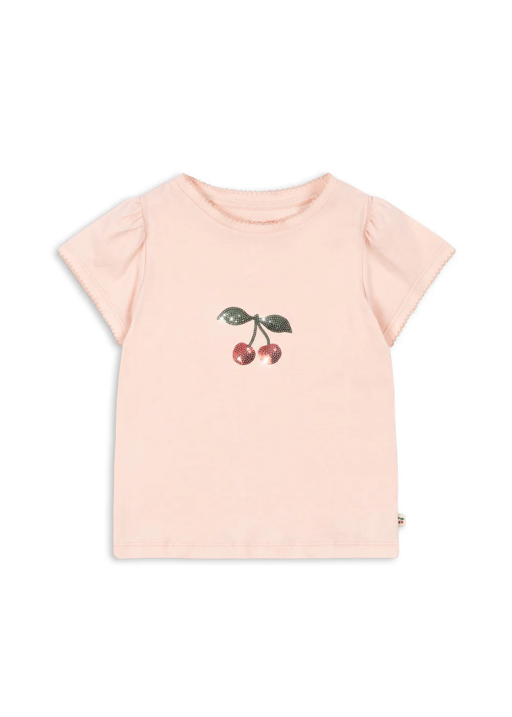 Konges Sløjd Famo puff tee soft pink kids t-shirt with cherry embroidery
