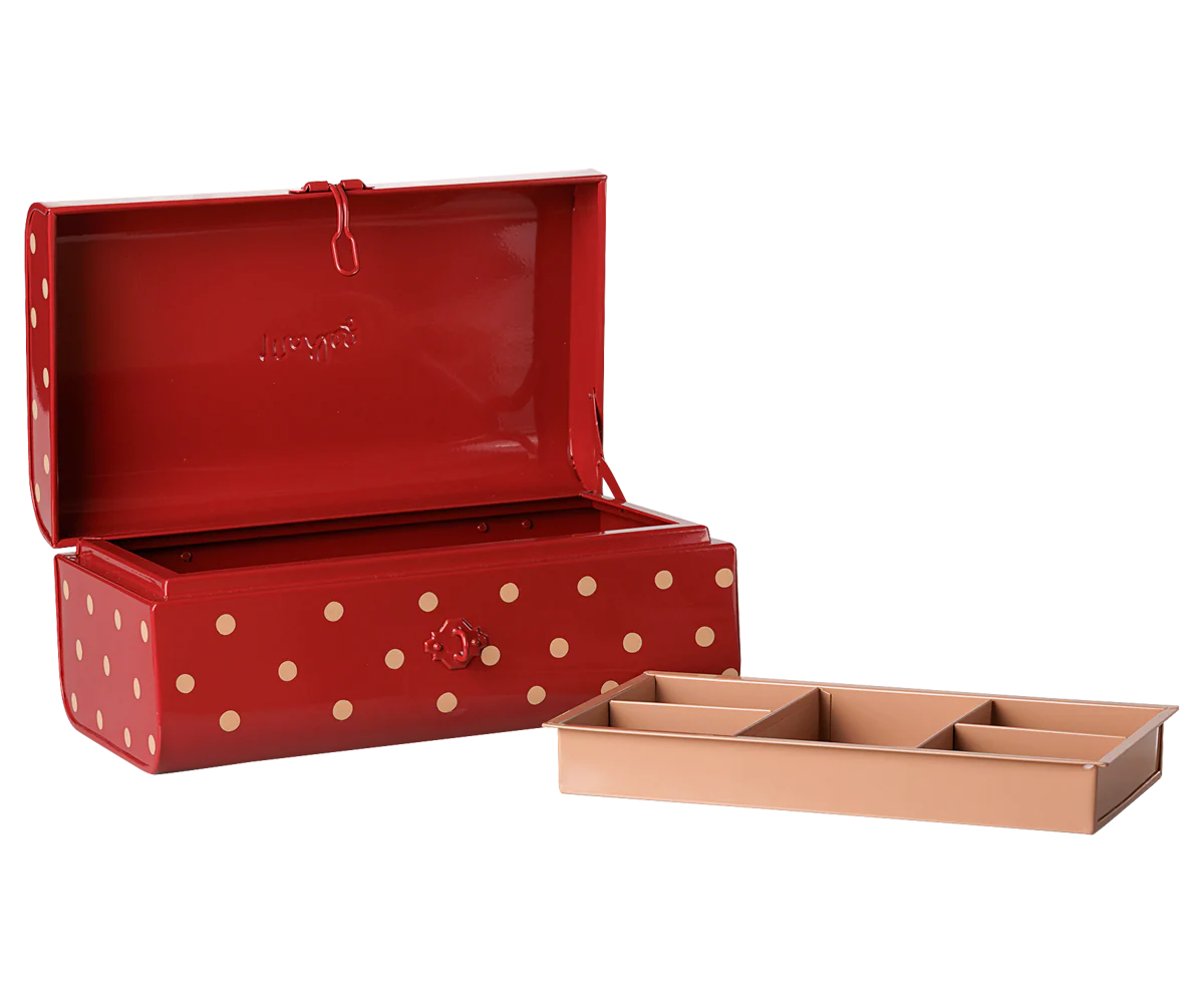 Storage suitcase, Small - Red w. tray