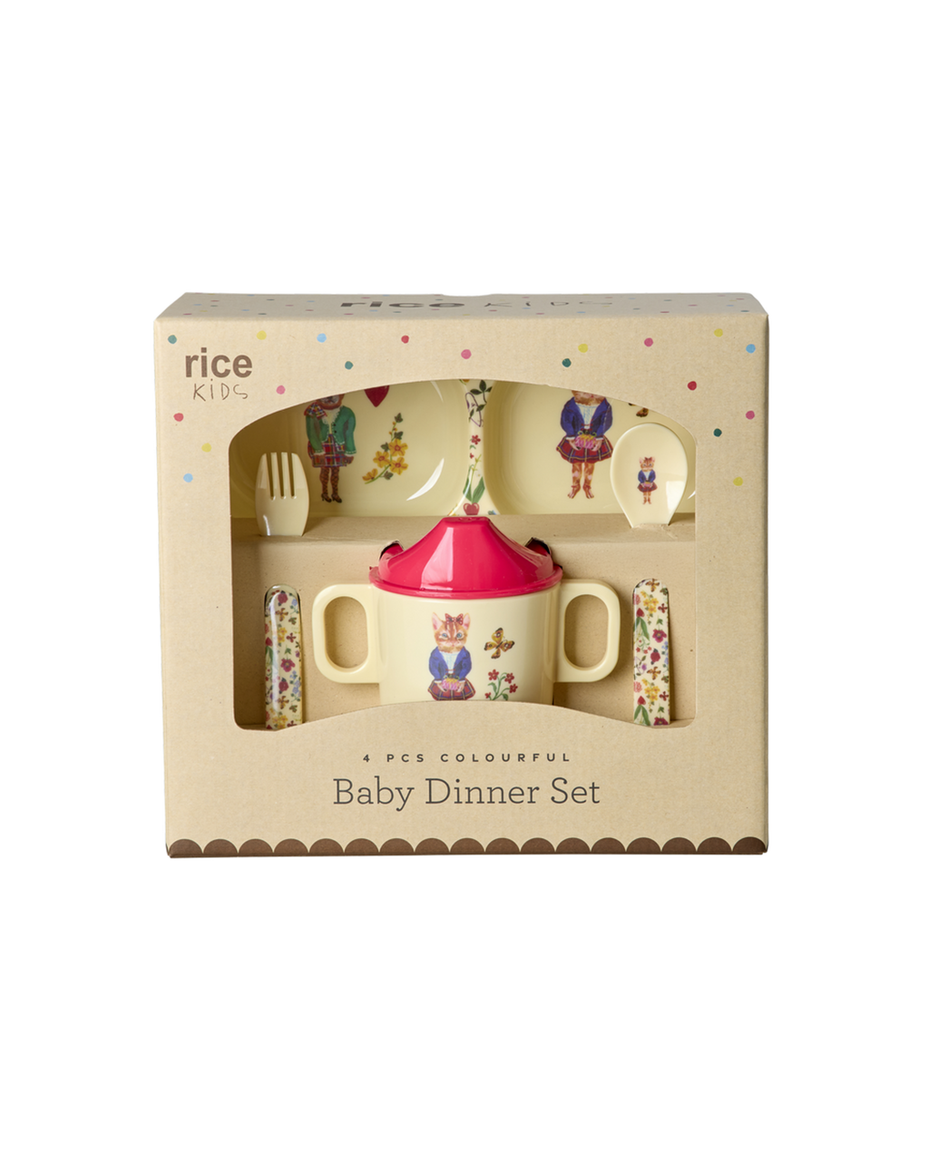 Riceby rice melamine baby dinner set gift box with Nathalie Lété print
