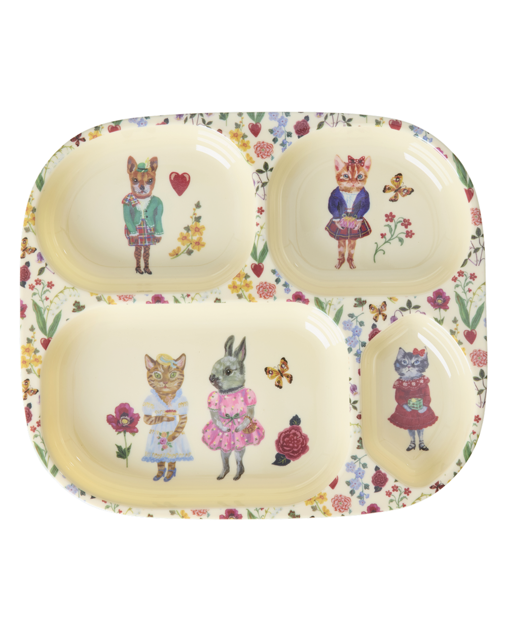 Melamine baby divided plate by riceby rice with Nathalie Lété illustration
