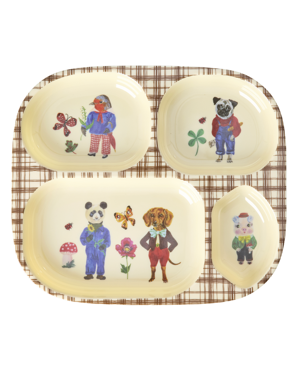 Melamine Baby Dinner Set in Gift Box | Nathalie Lété Print – Brown (4 pcs)