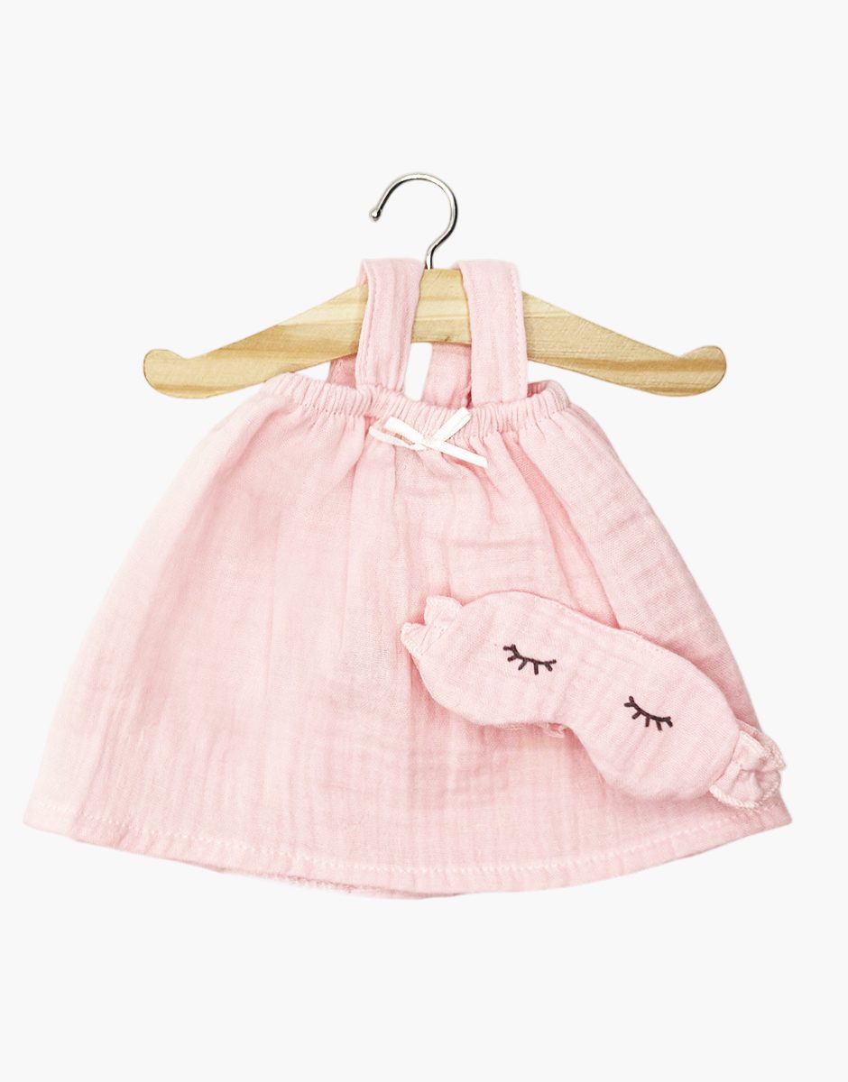 Mila nightgown and matching Dodo ruffled strawberry cotton gauze face mask