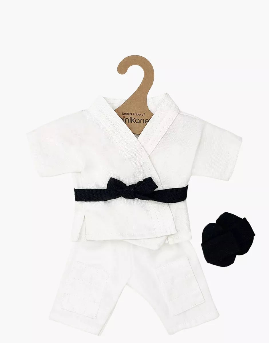 Les P'tits Déguiz' - Kimono de judoka avec ceinture noire et chaussons claquettes