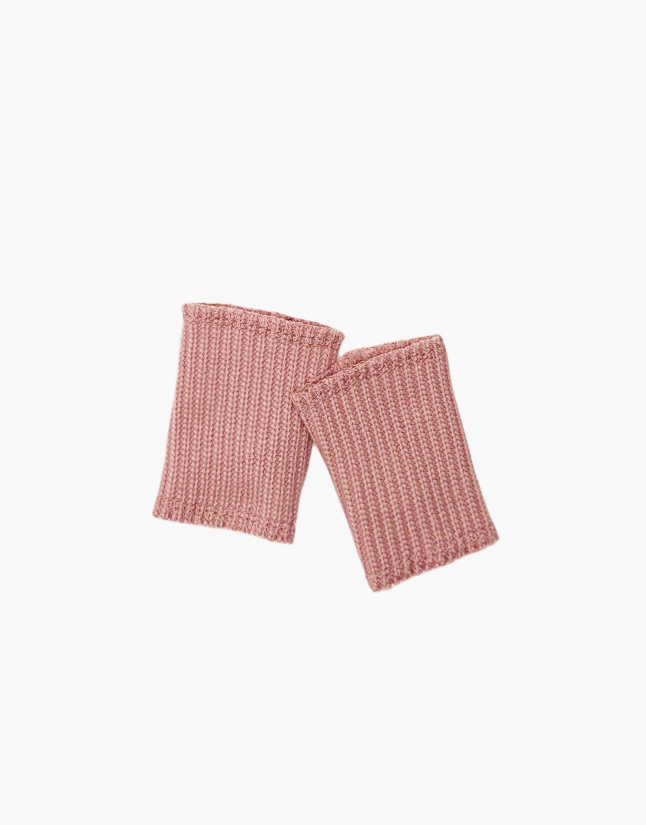 Paire de guêtres en tricot rose thé