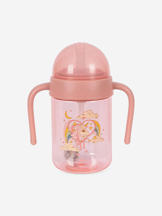 Baby Girls Horn Stars Bottle with Handle in Pink (15cm)