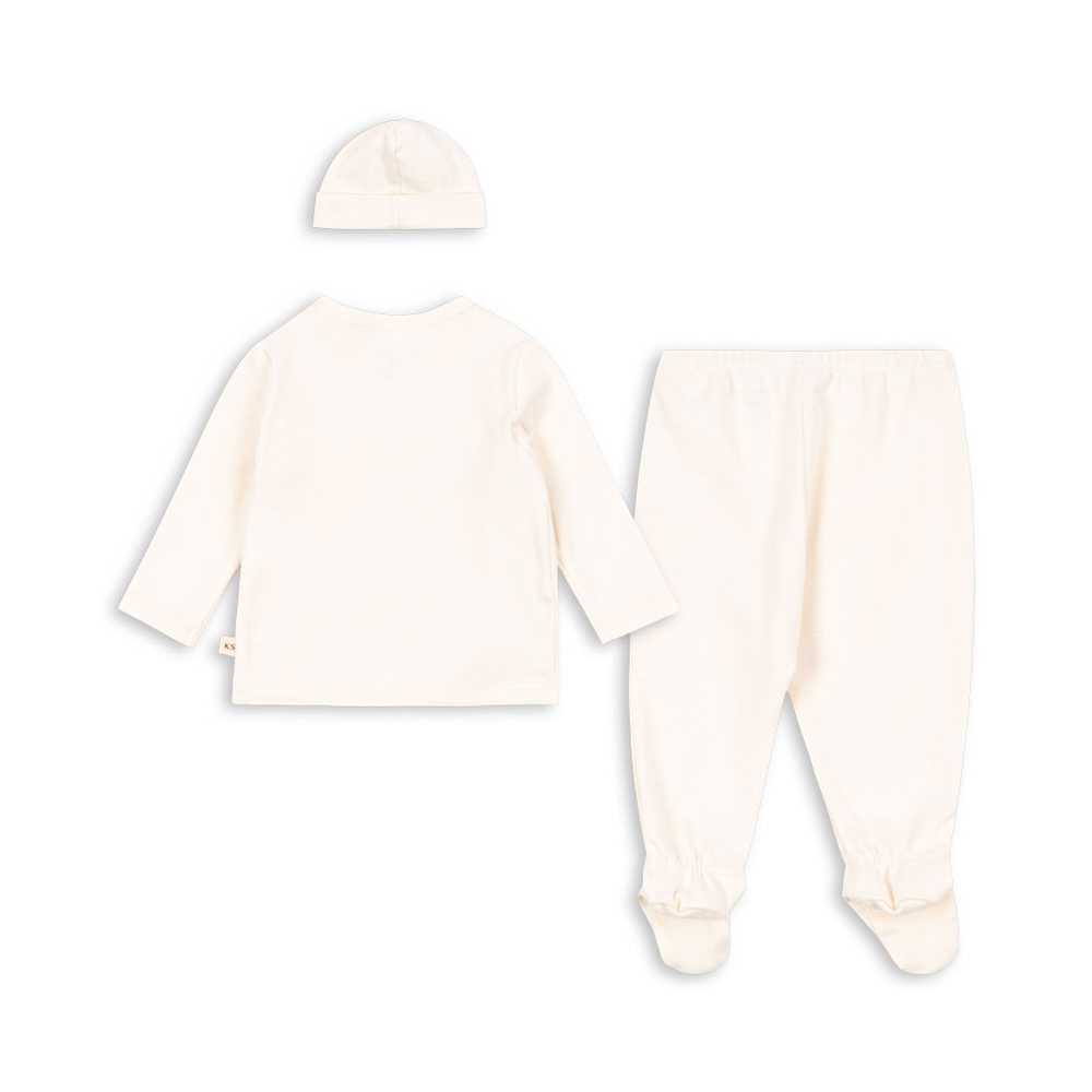 Konges Sløjd Take-Me-Home Set Antique White — close-up of footed pants