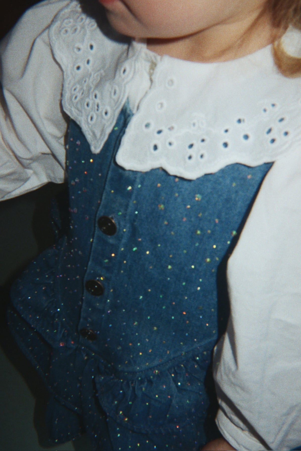 Konges Sløjd Elba Sparkle Dress in Denim Sparkle, styled look