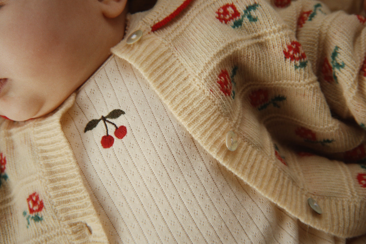Konges Sløjd Belou Collar Cardigan in Rose, styled outfit lifestyle photo 2