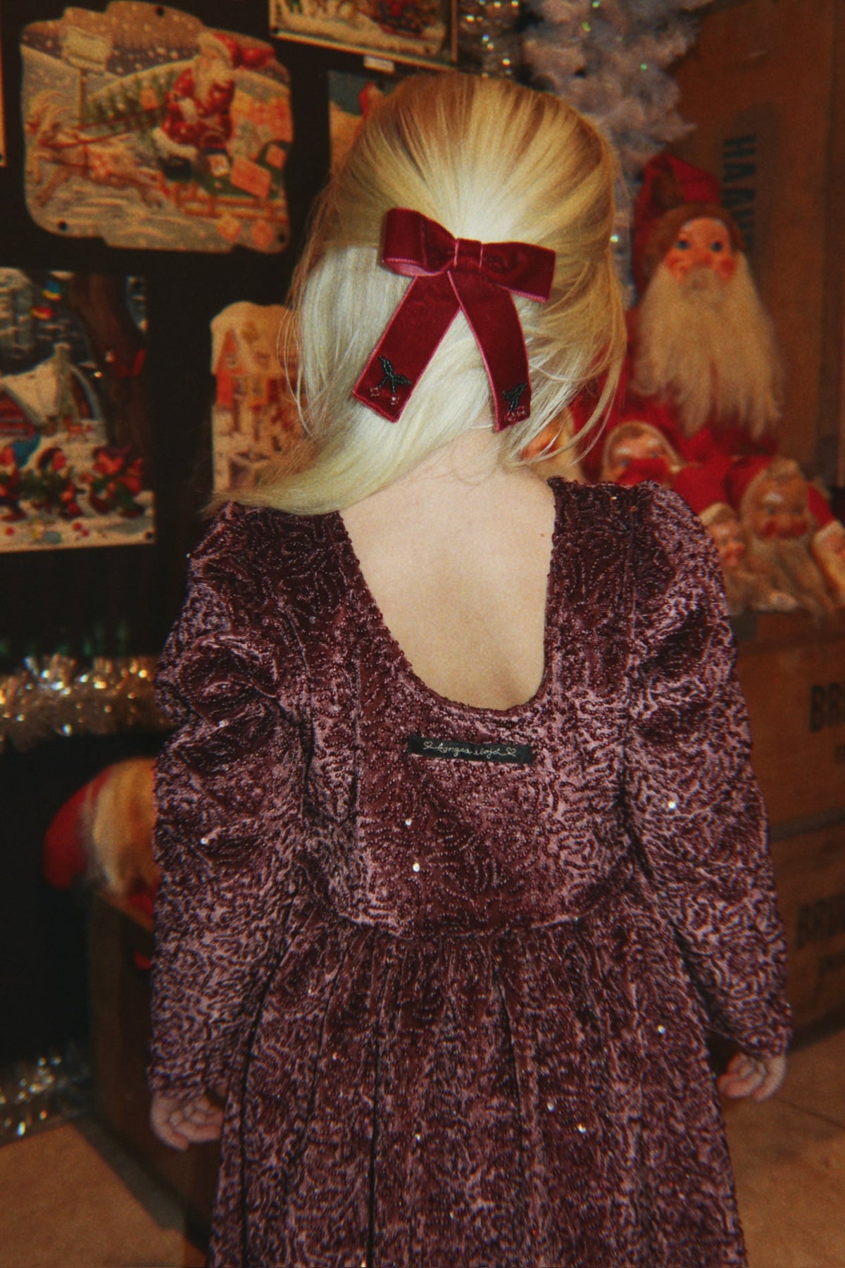 Konges Sløjd 2 Pack Juliette Bow Hair Clip in Rio Red, styled on model lifestyle image