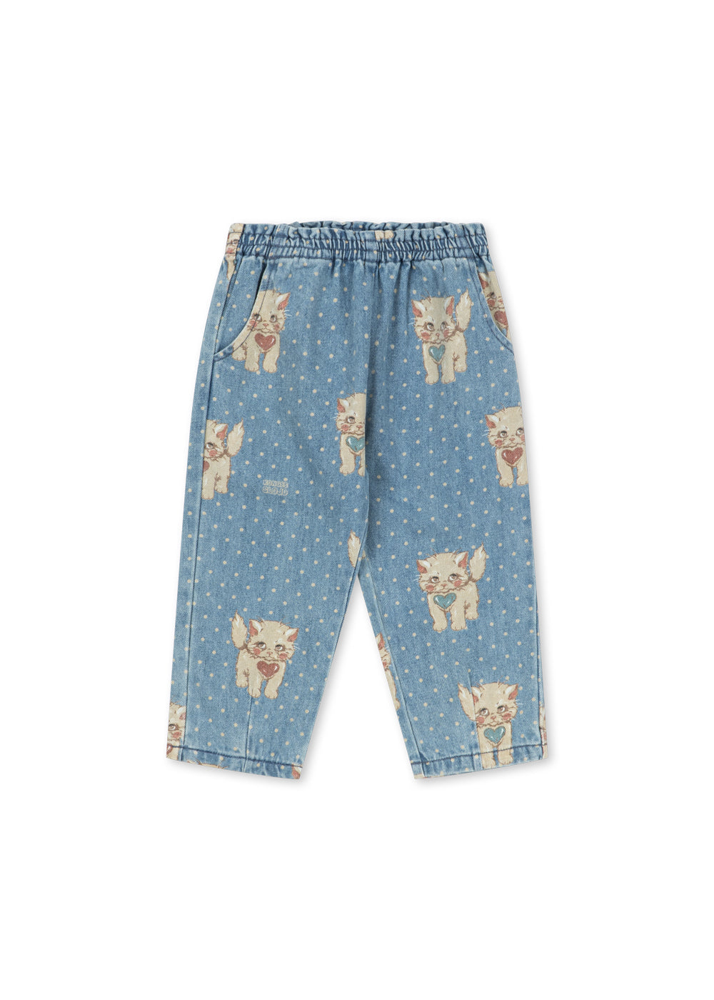 Konges Sløjd Magot Frill Pants Ciao Miao — front flat lay of organic cotton denim pants
