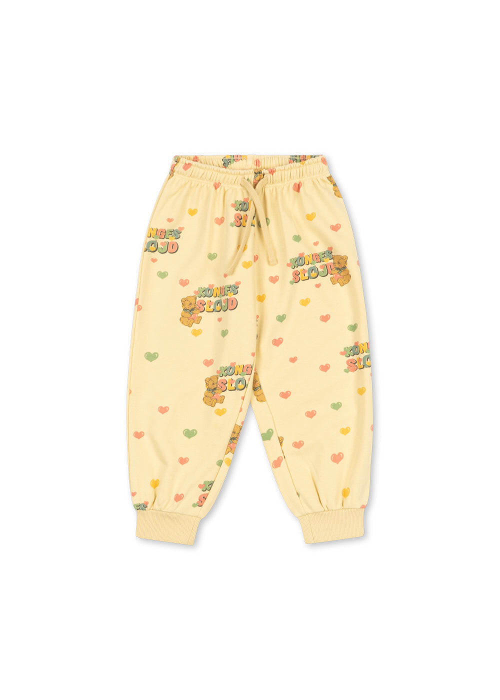 Konges Sløjd Spotty Sweat Pants Teddy Bear — front flat lay of organic cotton sweatpants