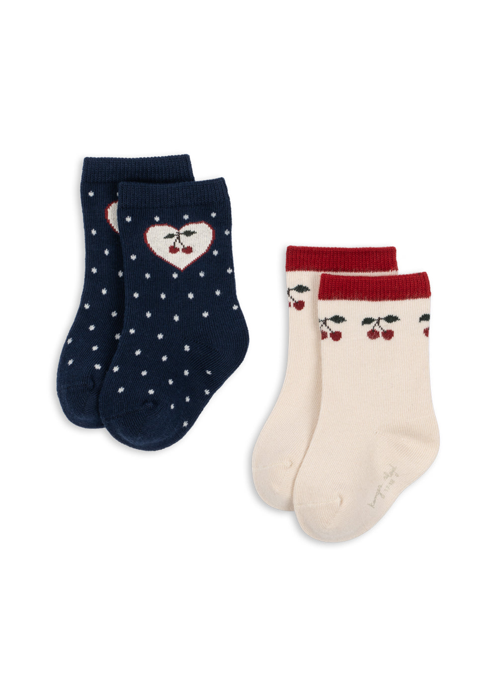 Konges Sløjd 2 Pack Jacquard Socks in Cherry Mix, product view of both pairs