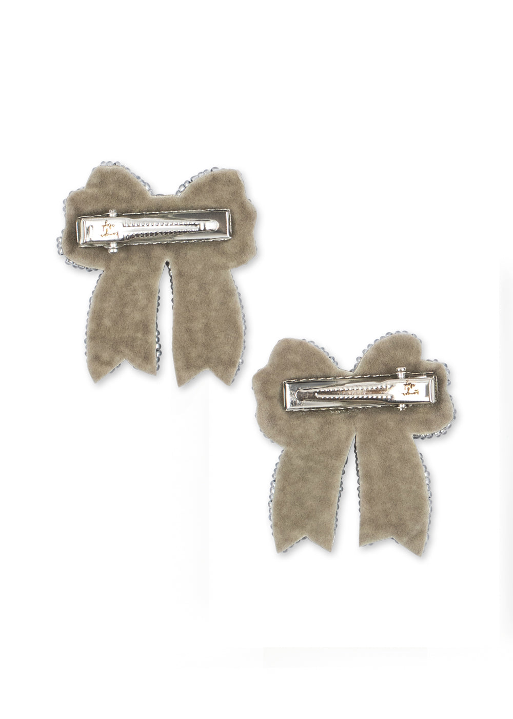 Konges Sløjd 2 Pack Sequin Bow Hair Clip in Silver, sequin bow detail