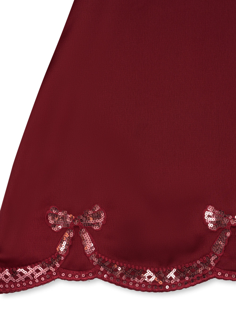 Konges Sløjd Bowie Dress in Merlot, scalloped hem detail