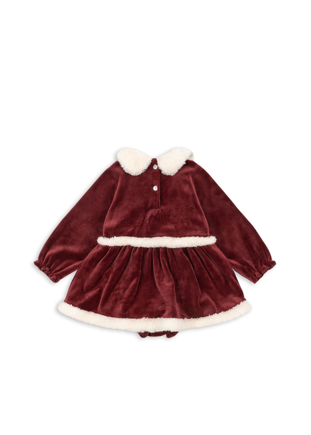 Konges Sløjd Christmas Romper Dress in Red Dahlia, back view