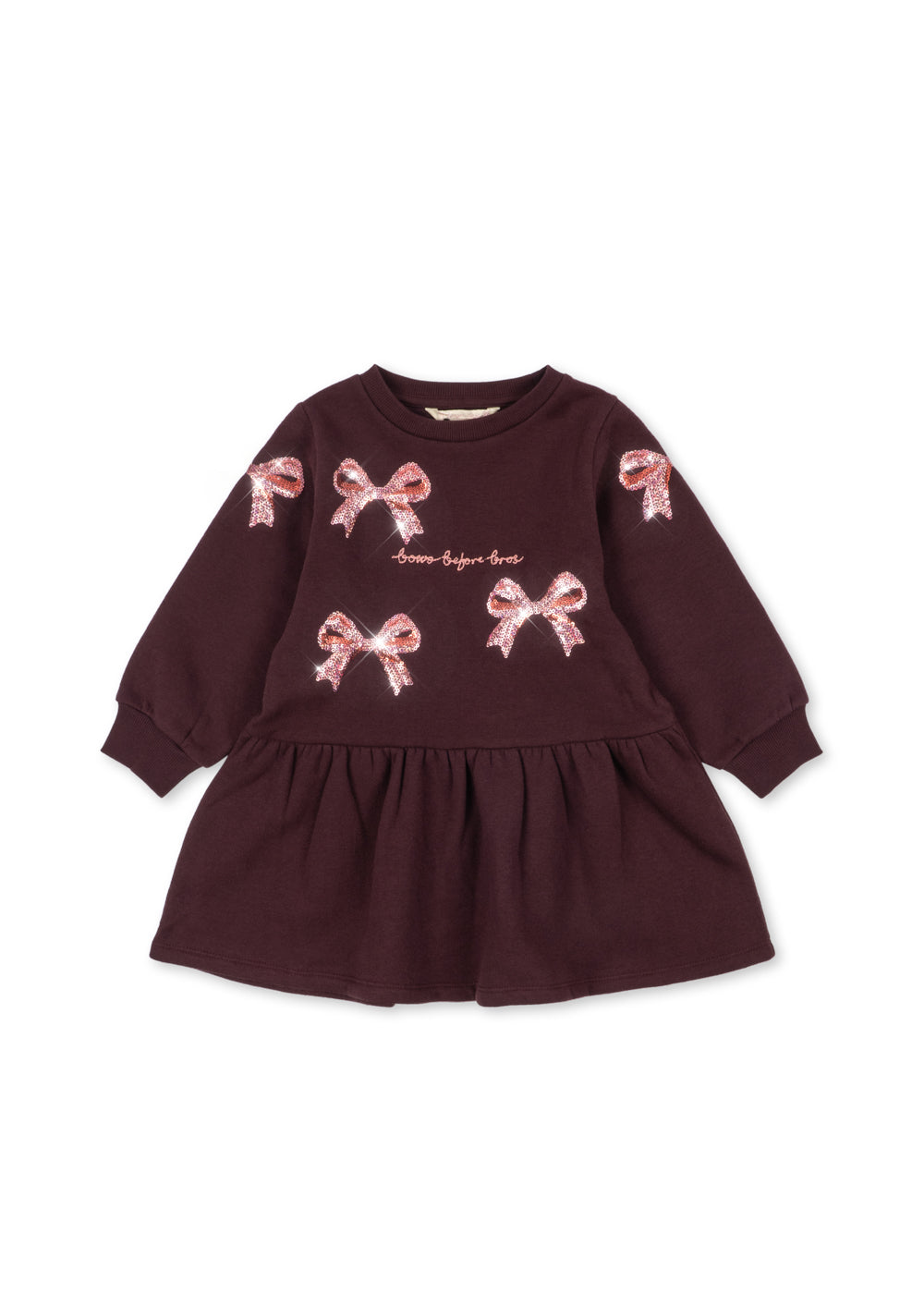 Konges Sløjd Lou Bow Sweat Dress GOTS in Decadent Chocolate, image 1 of 5