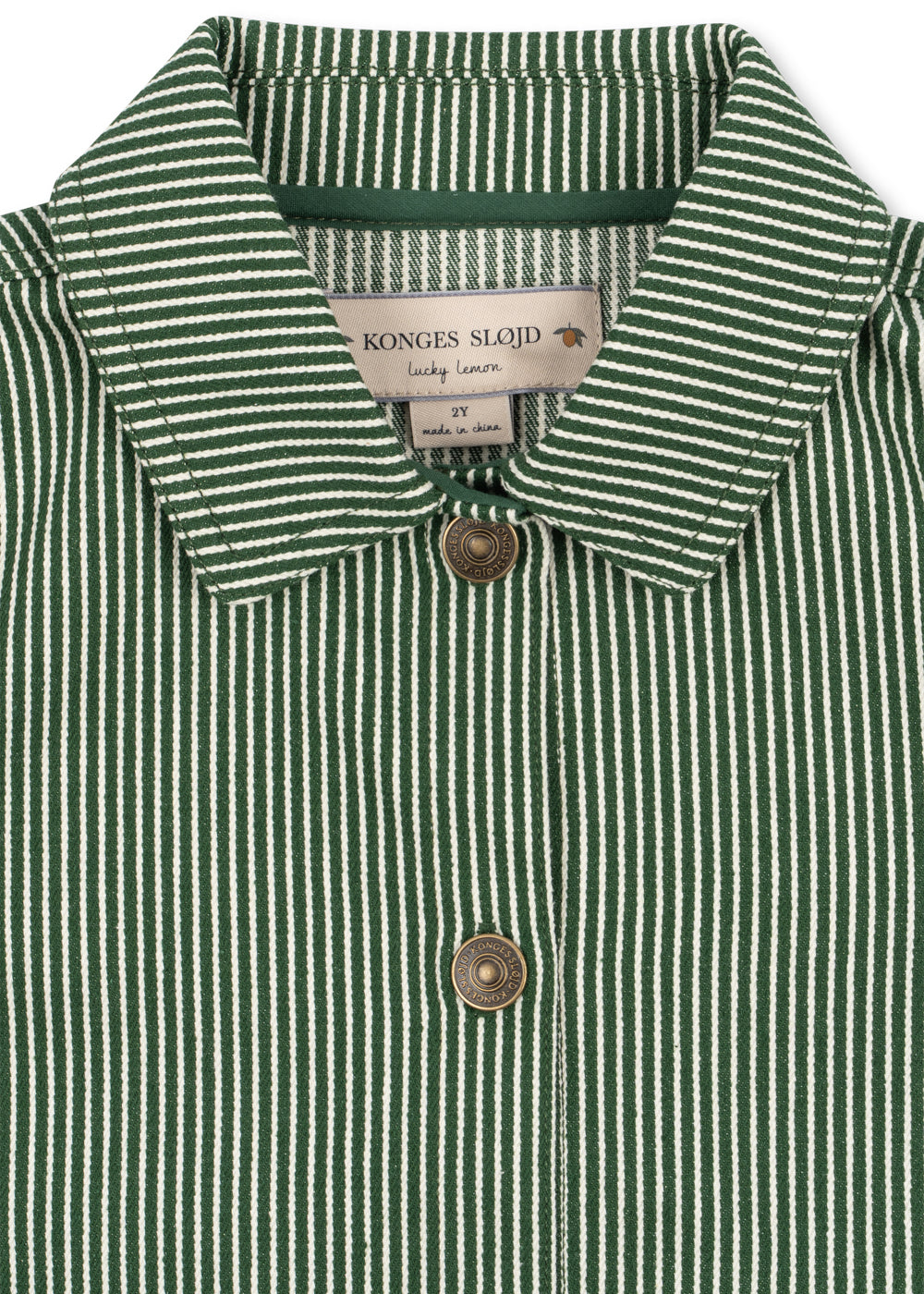 Konges Sløjd Luc Shirt Jacket GOTS in Milk Verte Stripe, packshot 3