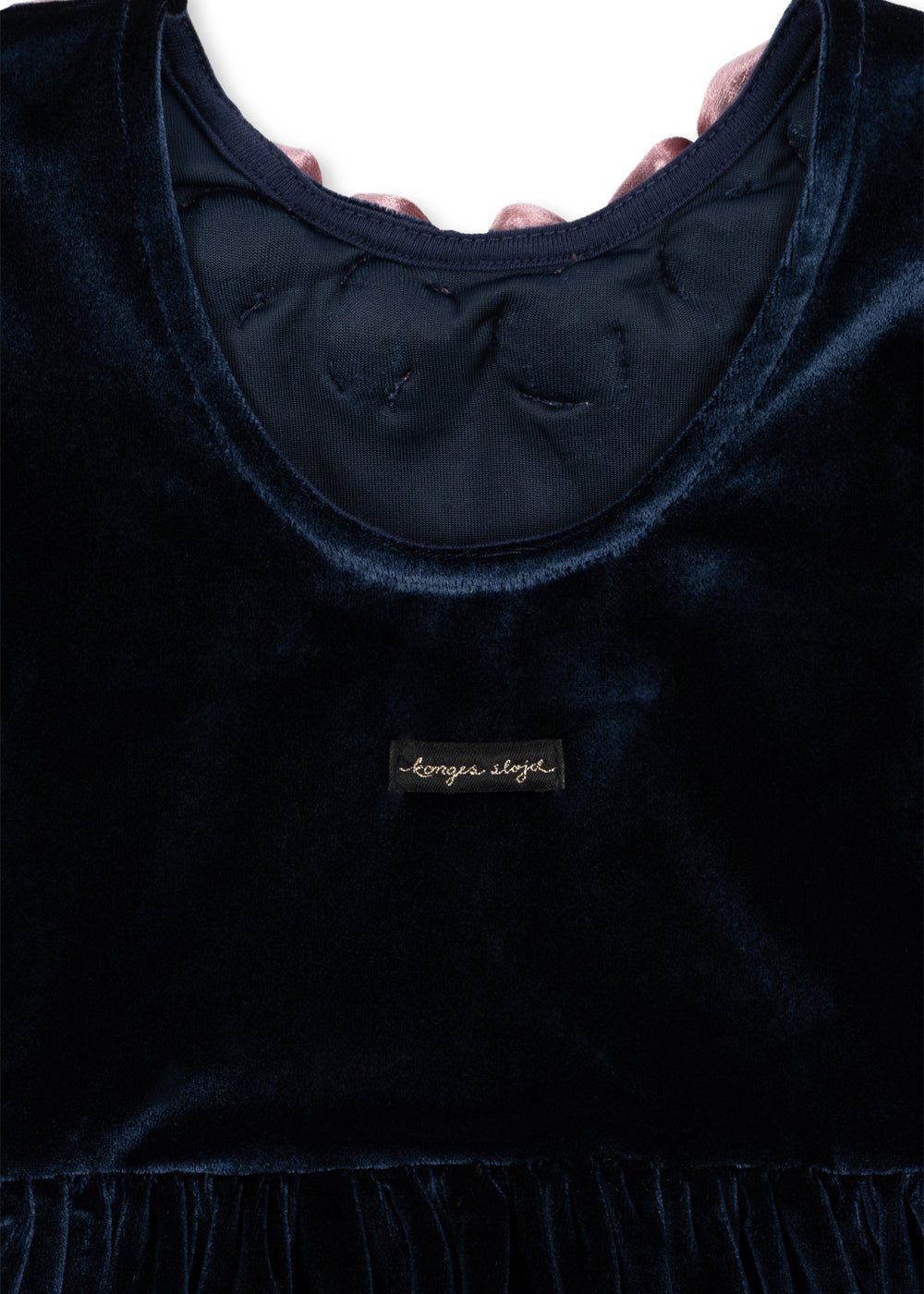 Konges Sløjd Rosetta Dress in Navy, fabric rose detail