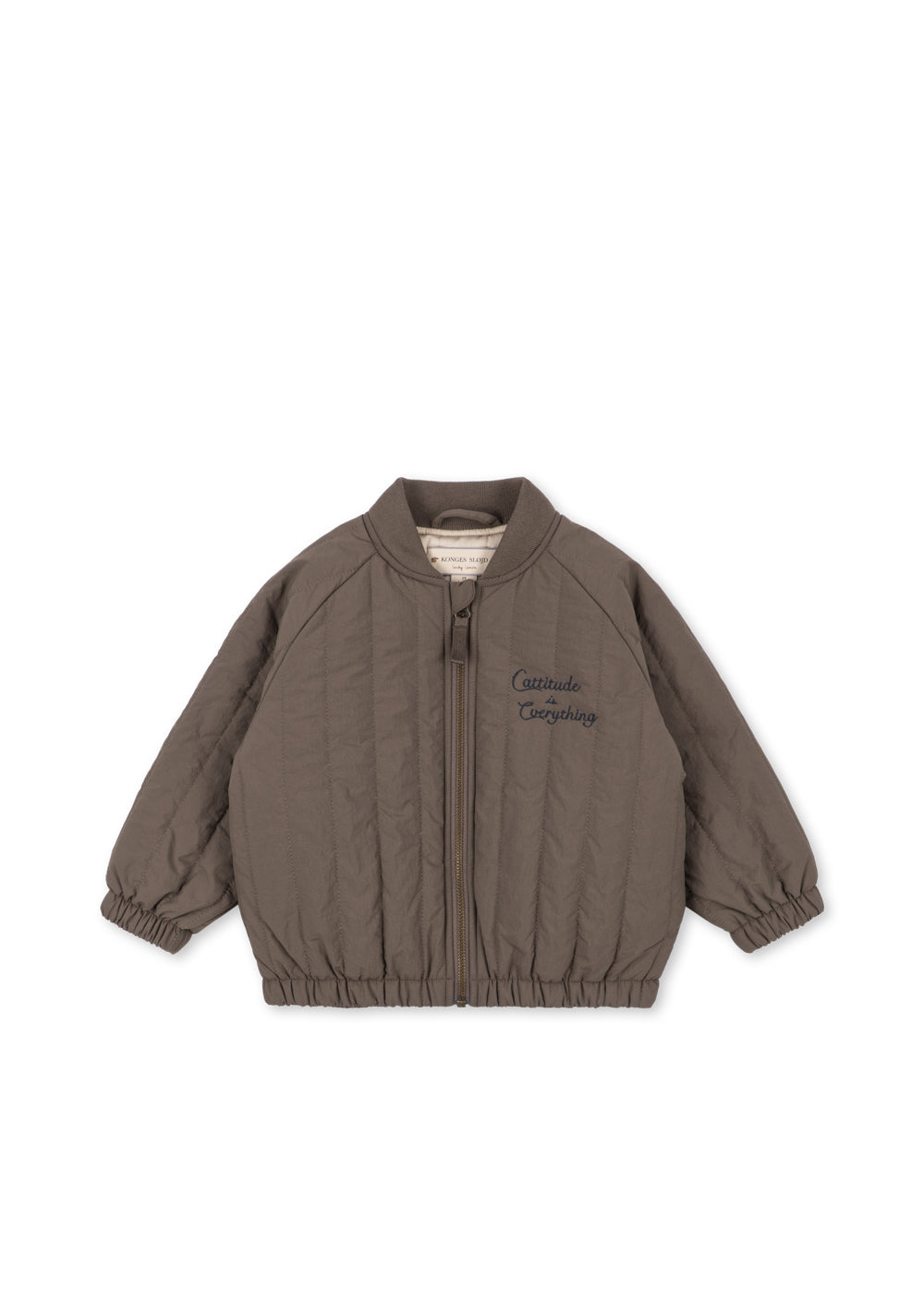 Walnut brown quilted Konges Sløjd Juno bomber jacket, front view