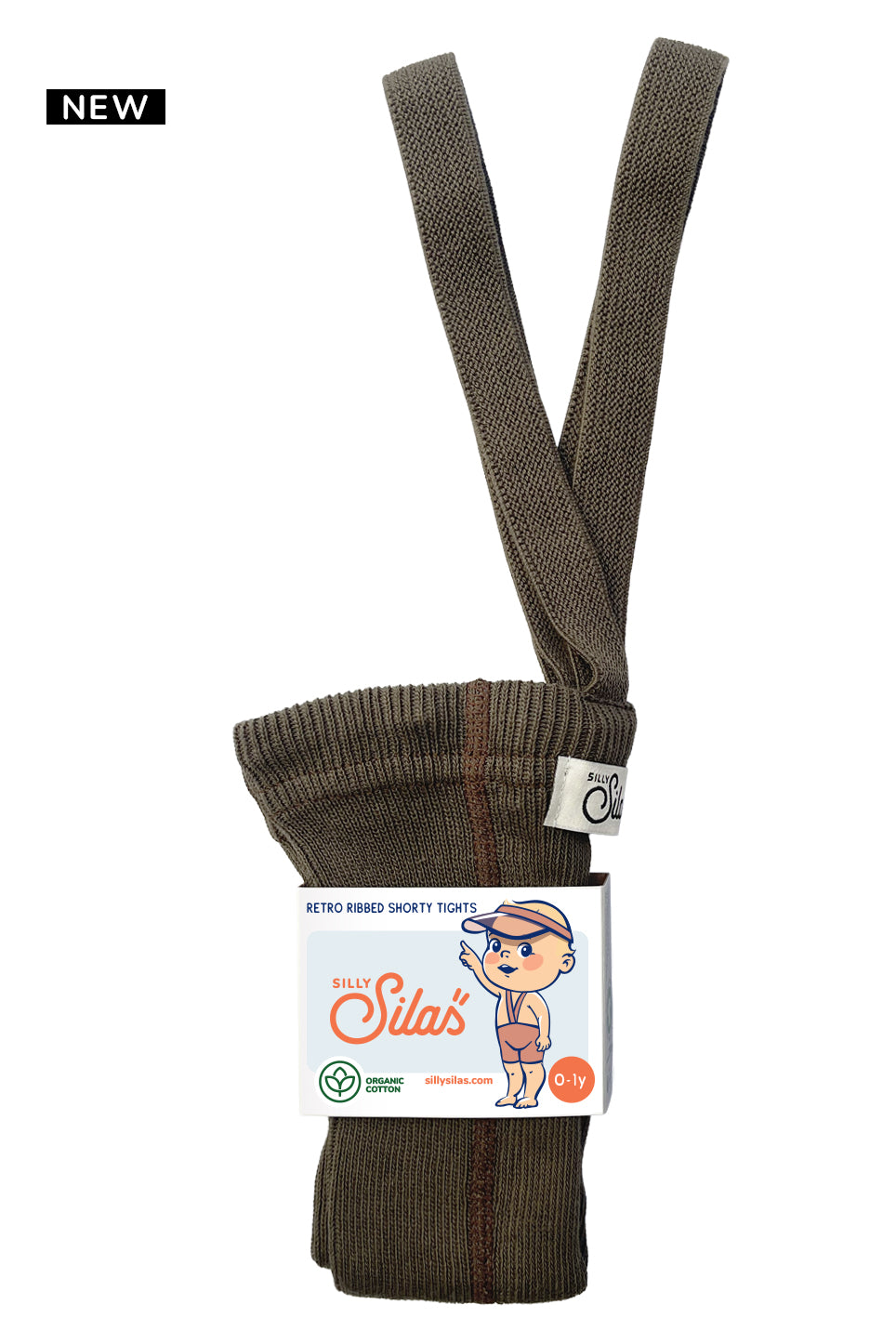 Silly Silas Shorty Seaweed Brown flat lay