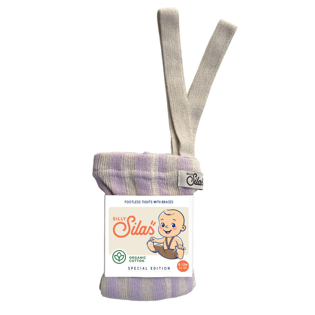 Silly Silas Footless Lavender x Cream Striped