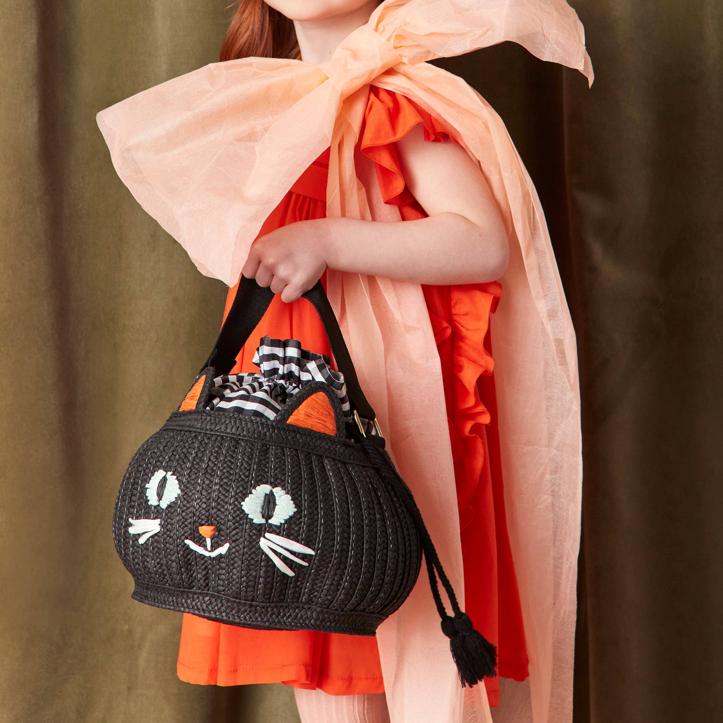 Trick Or Treat Cat Basket Bag worn