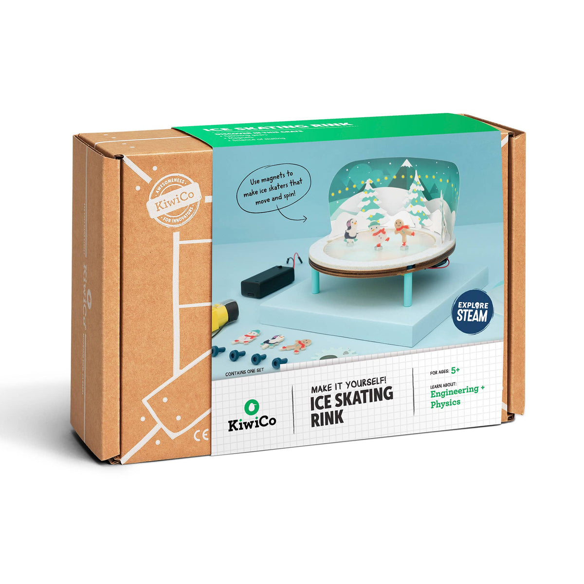 KiwiCo Ice Skating Rink Engineering Kit, motorized mini ice rink