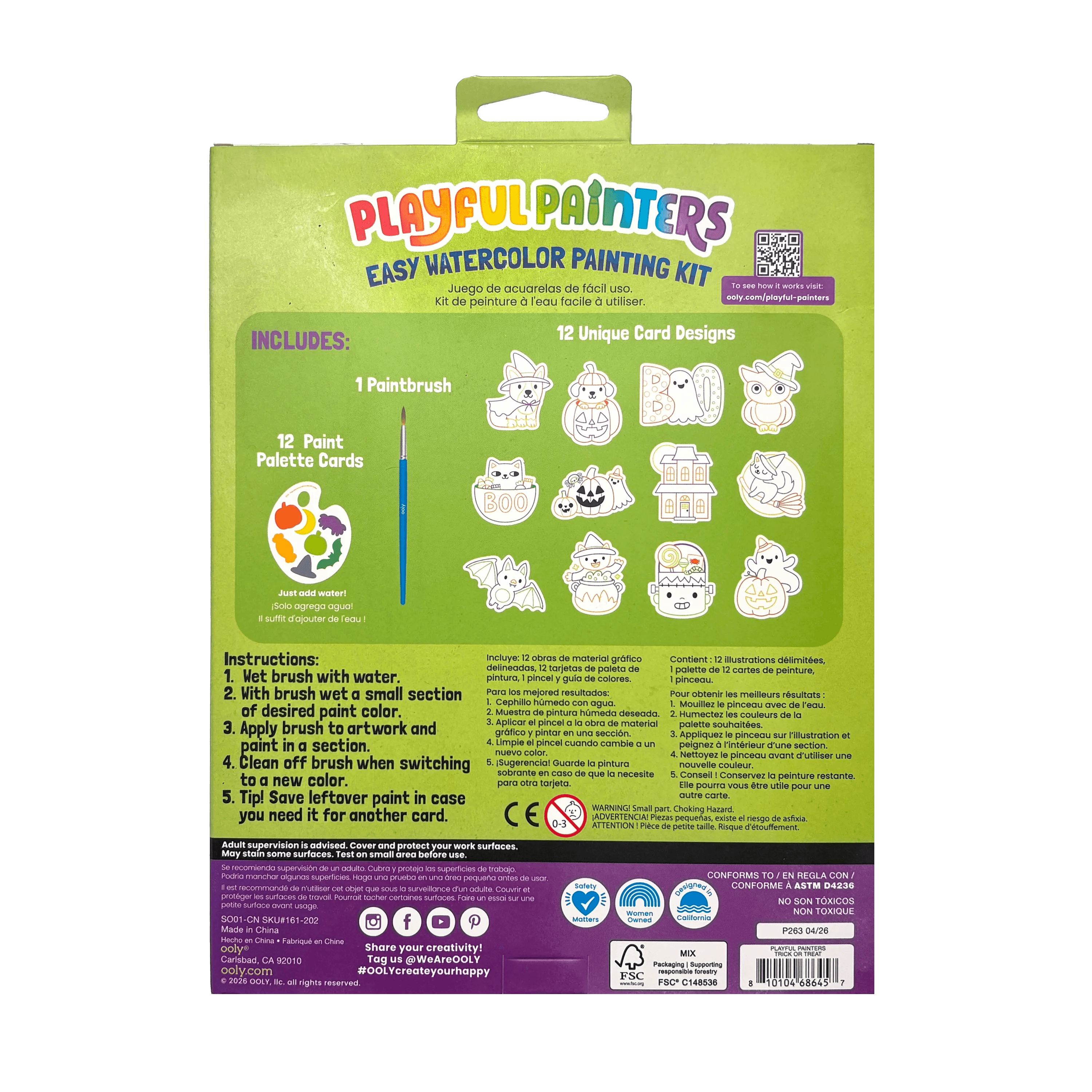 Playful Painters Easy Watercolor Painting Kit - Trick or Treat