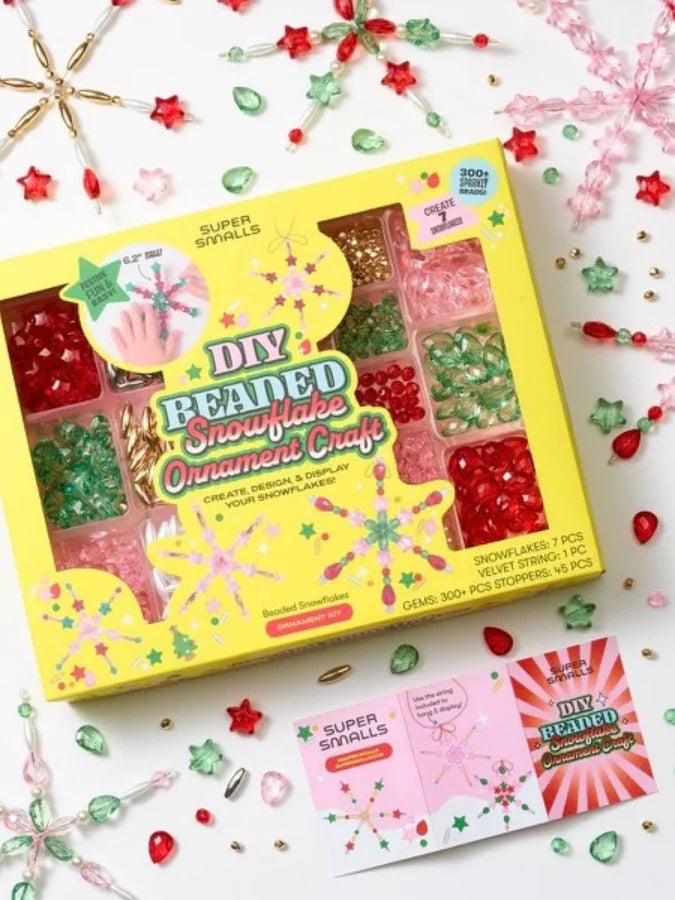 Super Smalls beaded snowflake ornaments made with the kit