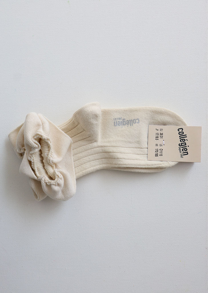 Collégien Ludivine Ribbed Ankle Socks with Jersey Ruffle – Doux Agneaux