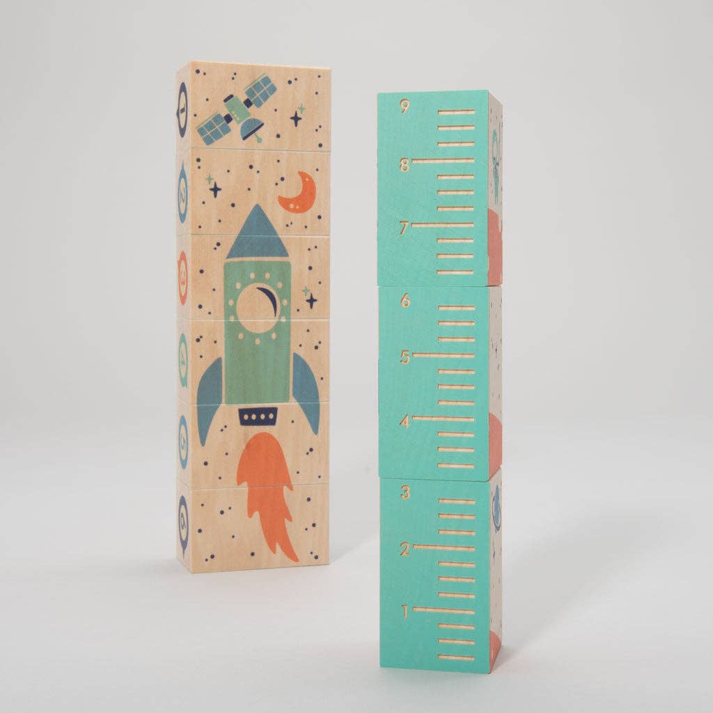 Space blocks arranged as a decorative puzzle by Uncle Goose
