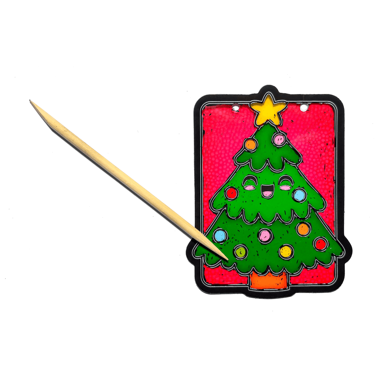 OOLY Mini Scratch & Scribble Window Banner Kit in Festive Friends, holiday scratch art window banner kit – image 4 of 6