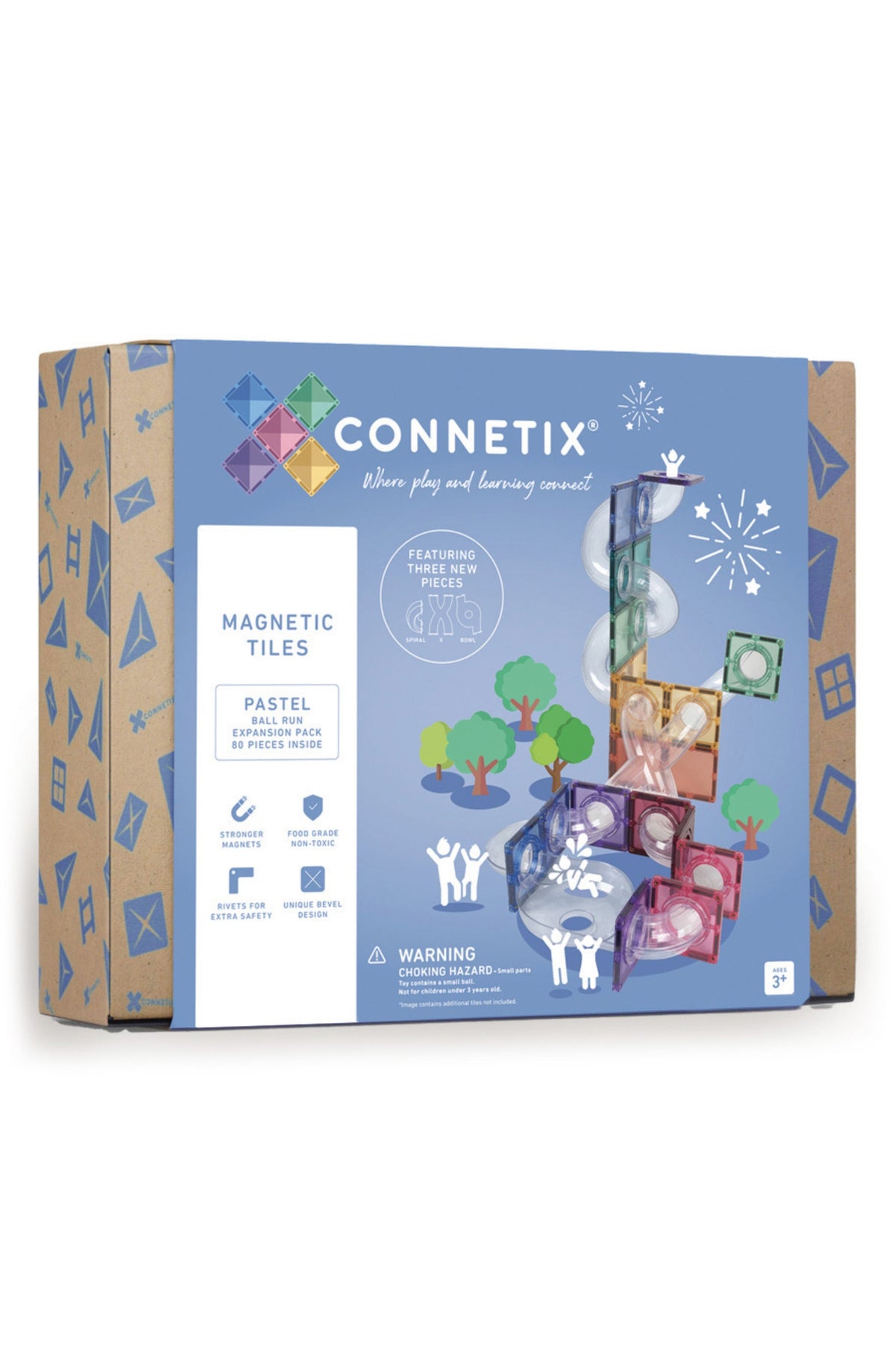 CONNETIX Pastel Ball Run Expansion Pack 80 Piece Magnetic Tiles