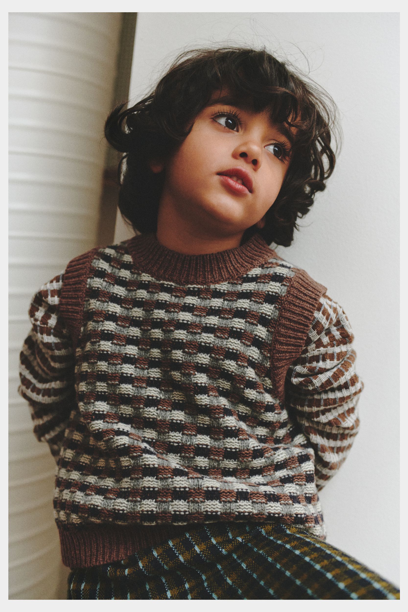 Lambswool Vest - Hazel Melange worn