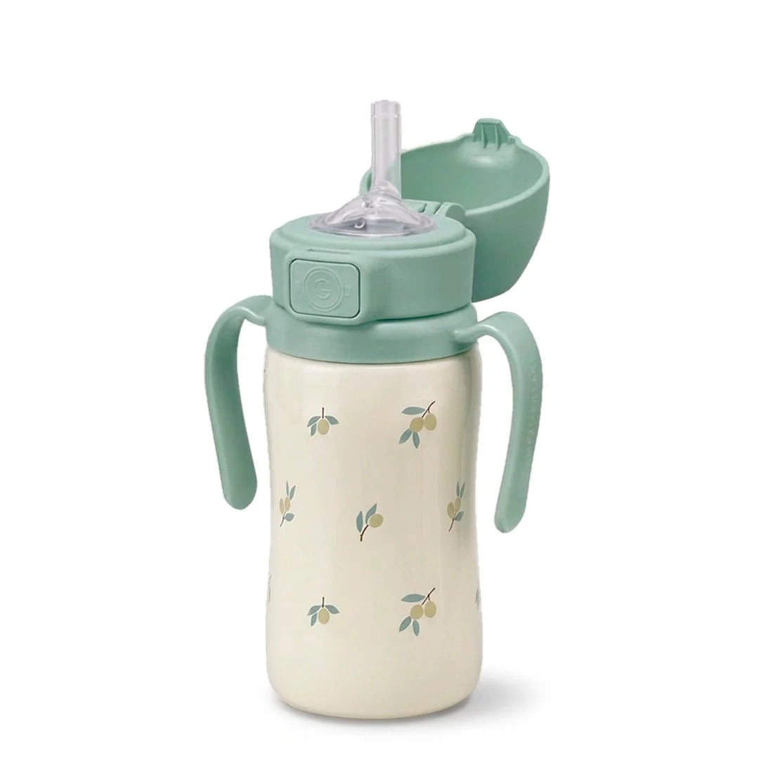 Grosmimi Stainless Steel Straw Cup 300ml Olive Pistachio