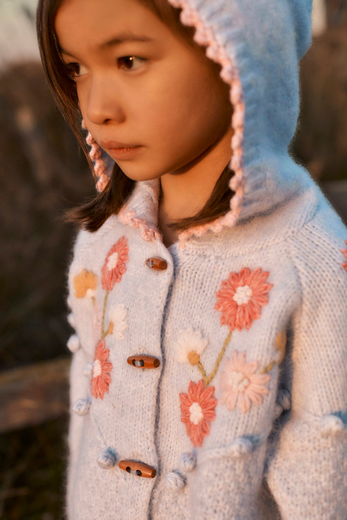Louise Misha Ezi Hooded Knit Cape in Cloud, image 3 of 6