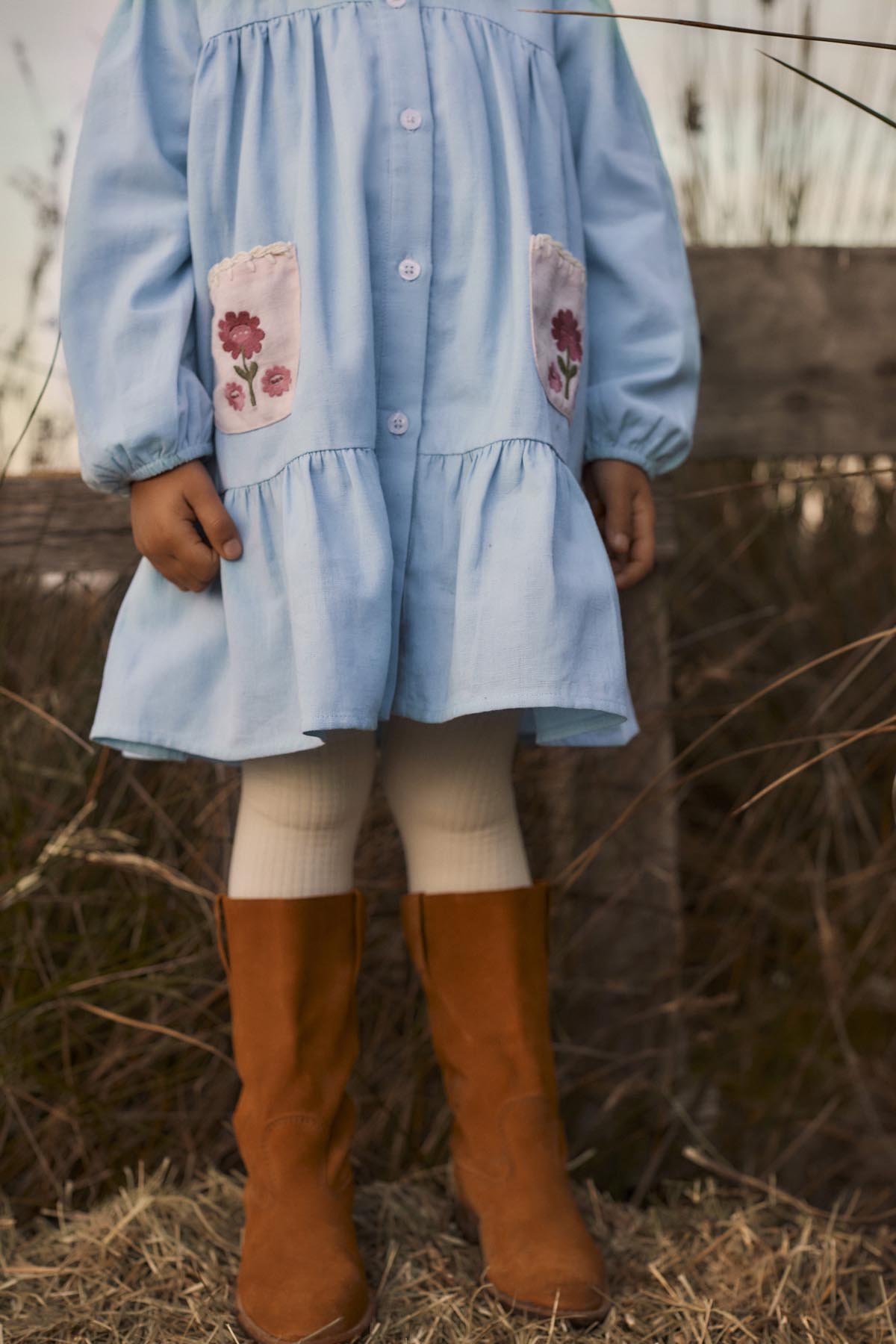 Louise Misha Ysee Embroidered Dress in Baby Blue, image 3 of 6